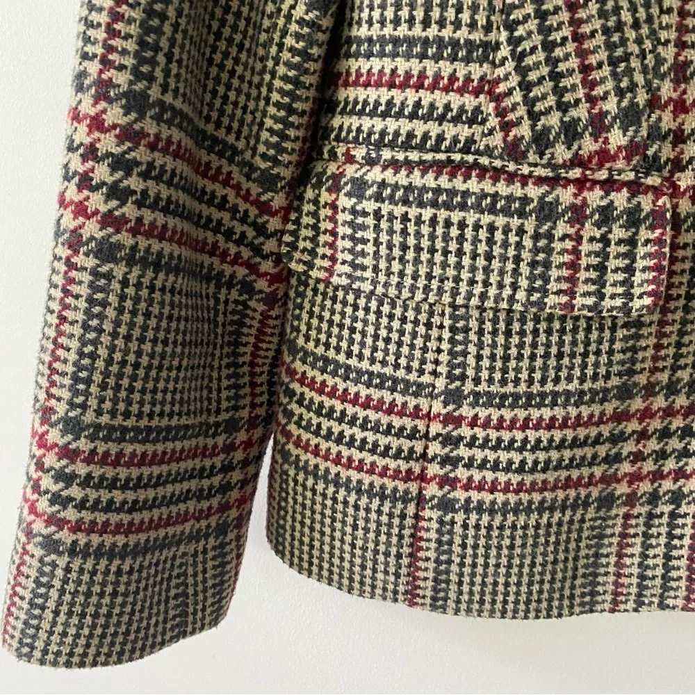 Jessica beige and dark grey plaid tailored wool blazer jacket size 10 womens - Picture 5 of 14